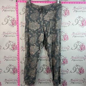 Aloha pants hippie Made In Thailand Gray Paisley And pink Nude Drawstring Pants